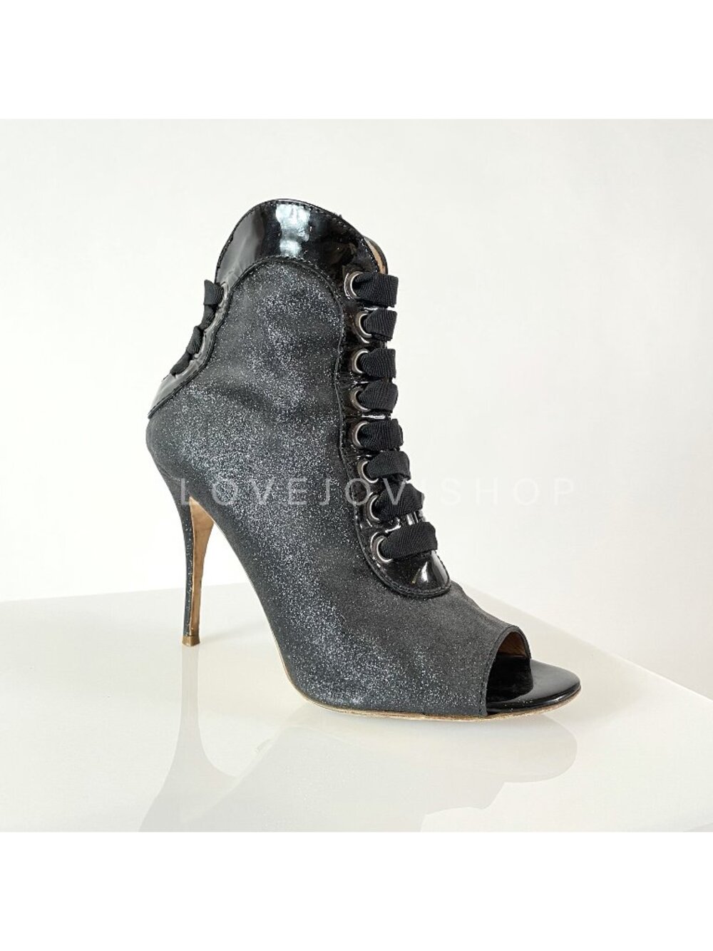 Collectors | Jerome Rousseau Corset Bootie Heels | Metallic Embellished Peep Toe
